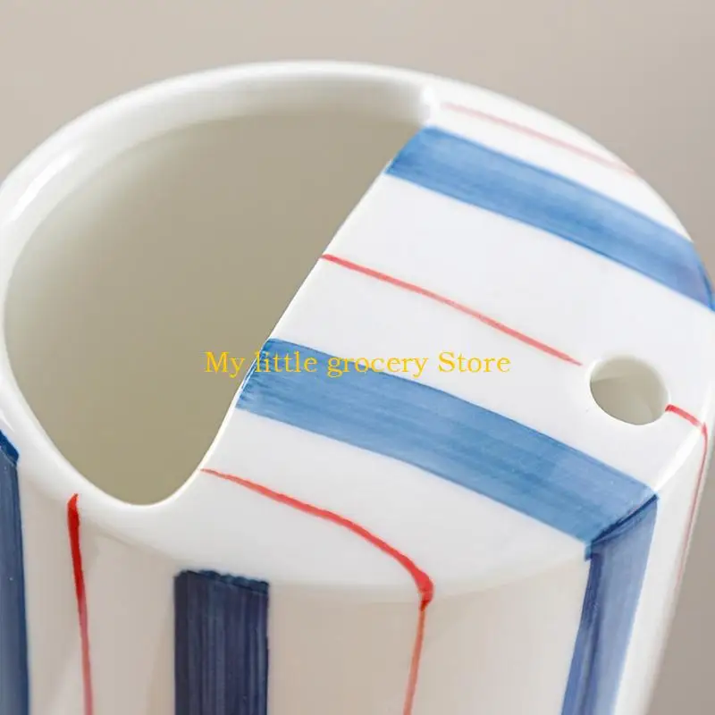 D5BD Artistic Ceramic Coffee Cup Handheld Heat Resistant Tea Mug with Sip Top Lid For Milk Juice Drink Home Office Use Drinkware