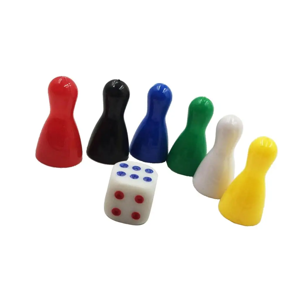 Pack of 6 Multi-Color Pawns Pieces with for Board Games, Tabletop Markers,