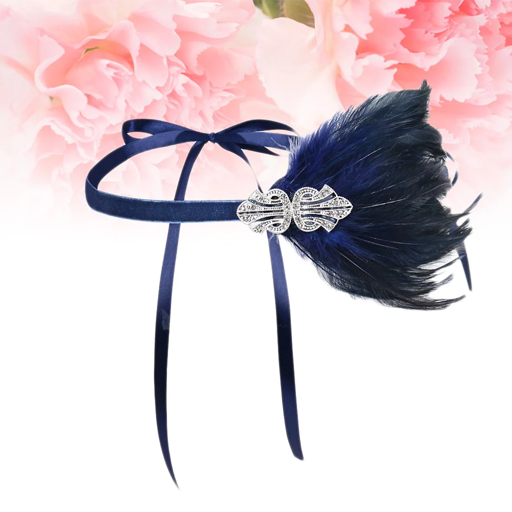 Ostrich Headband Sequined Rhinestone Headpiece Feather Hair Accessories Women's