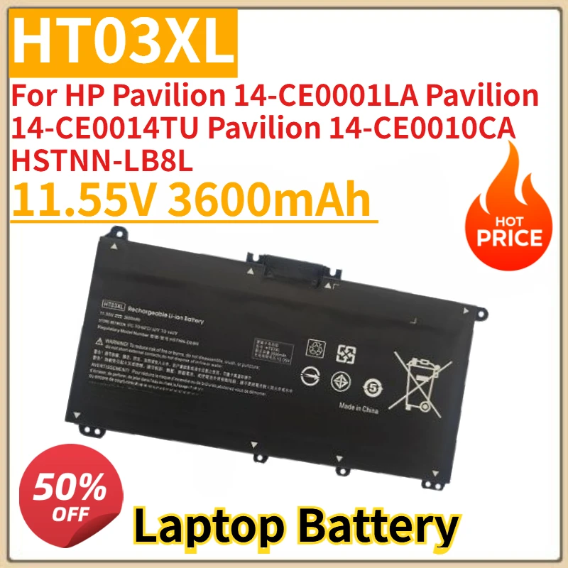 

Новый аккумулятор для ноутбука HTO3XL 11,55 В 3600 мАч для HP Pavilion 14-CE0001LA Pavilion 14-CE0014TU Pavilion 14-CE0010CA HSTNN-LB8L