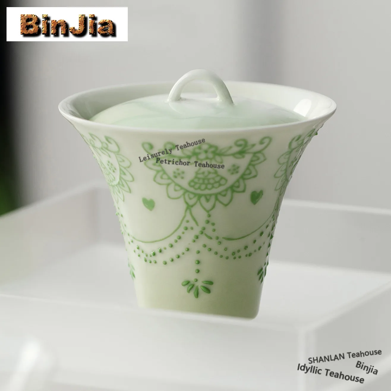 

120 мл Фарфоровая зеленая занавеска Arita, бусины Gaiwan, антикварная чайная варенья, чайная чаша с крышкой, комплект чайника, крышка, чаша, предметы для чая, ремесло