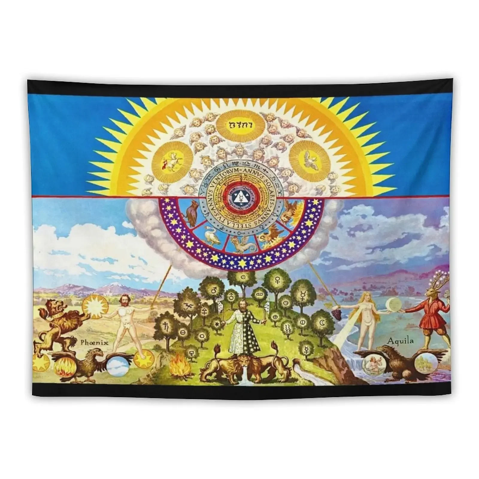 “Grand Rosicrucian Alchemical Formula” by J. Augustus Knapp (1922) Tapestry Bedroom Decorations Tapestry