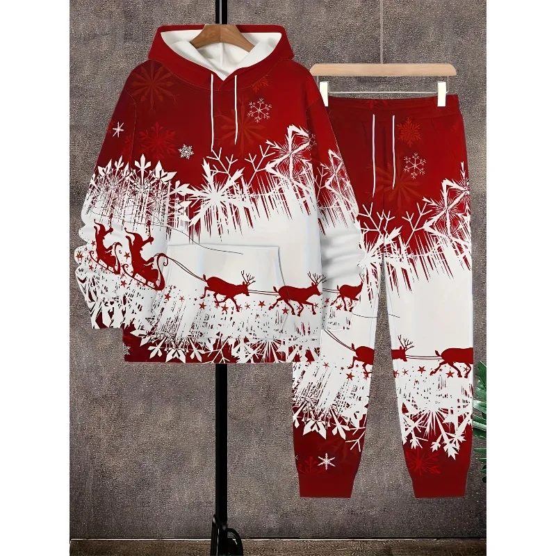 Ensemble sweat-shirt et pantalon à capuche imprimé sur le thème de noël en 3D, tendance de la mode, pour tenue décontracté, nouvelle collection 2026