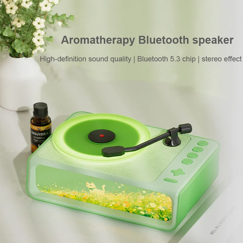 Retro Disc Aromatherapy Bluetooth Speaker Bedroom Atmosphere Light Home Decoration Vinyl Record Music Player Audio Night Light