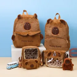 New Cute Shoulder Bag Casual Cartoon Capybara Plush Backpack Students School Bag Couple Crossbody Bag