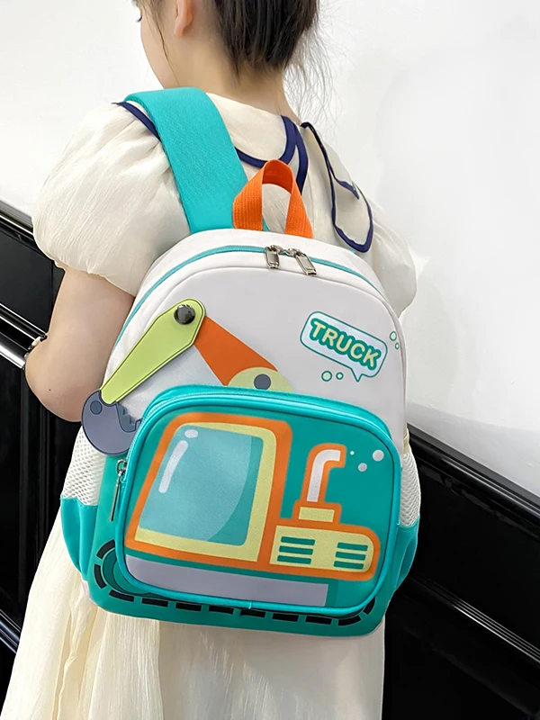 Borsa da scuola leggera per ragazzi della scuola materna Bapa Digger Tru Design ex Borsa per libri per bambini Chiusura con cerniera in materiale di nylon