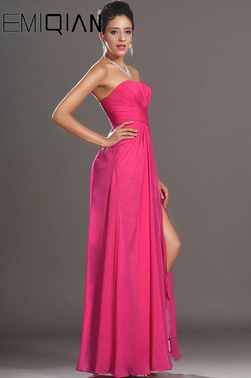 New Arrival Eye-catching Strapless Formal Prom Dress Strapless High Slit Evening Dress