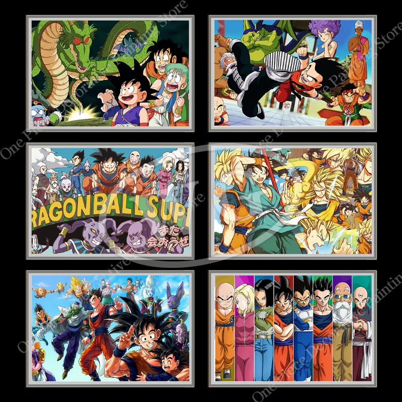 Pittura su tela HD Poster Stampa artistica da parete Dragon Ball Tutti i personaggi Son Goku Immagini decorative classiche per soggiorno Senza cornice