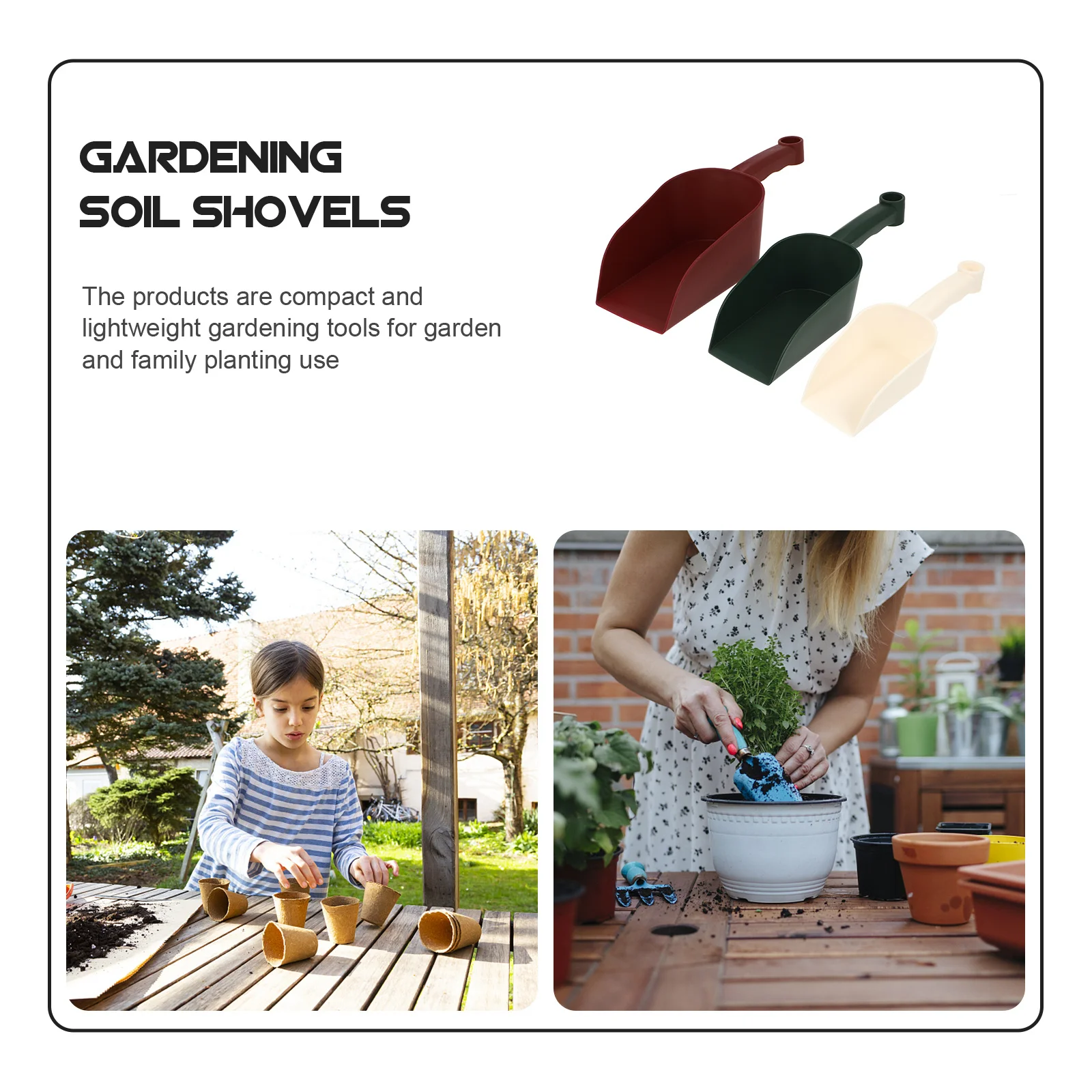 

3Pcs Gardening Tools Soil Shovels Compact Lightweight Durable Easy Storage Family Planting Garden Scoops Gardening Shovels