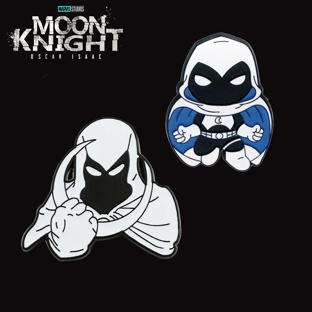 Broche de solapa de caballero lunar, insignia de superhéroe Marc Spector, broche con forma de luna creciente para novio, mochila, regalo de joyería