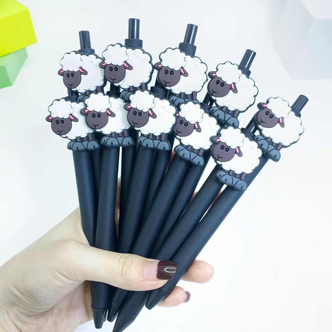 

20Pcs/30Pcs Cheerful Lamb-Themed Patch Pen, Daily Office Stationery, Sheep-Shaped Press Ballpoint Pen