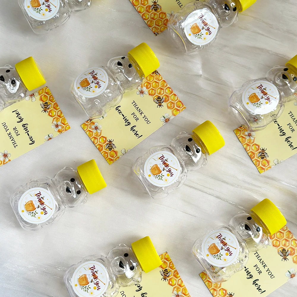 20pcs, 2 oz Honey Bear Bottle With Gift Bags Thank You Cards, Bear Juice Bottle Wedding Guest For Gifts BabyShower Party Favors