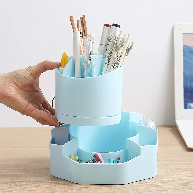 Portapenne per scrivania, portapenne 2 in 1 staccabile, 13 slot organizzatore da scrivania rotante a 360 gradi
