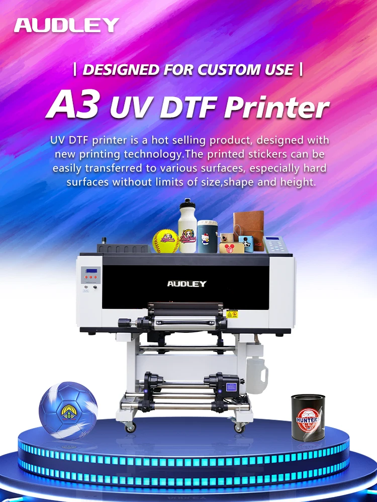 Audley High Quality A3/A4/A5 Epson F1080 Printhead Uv Dtf Printer Transfer Film Dtf Uv Stickers Machine for Cup Wood Bottle