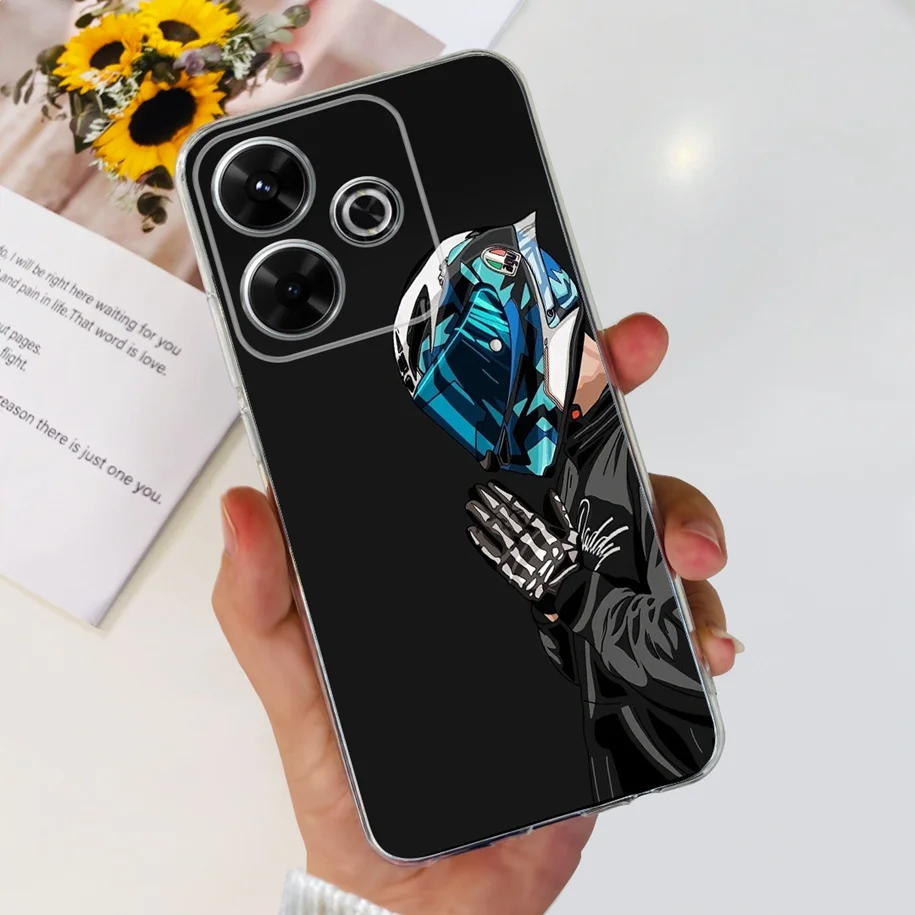 For Cover Xiaomi Redmi 13 Phone Case TPU Soft Silicone Fashion Flower Clear Funda For Redmi 13 4G 2024 Bumper Redmi13 Back Cover