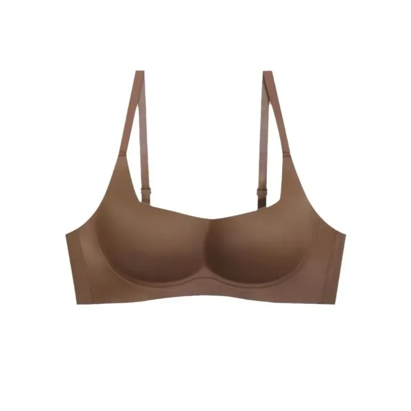 Solid color skin-hugging back bra underwear women's summer breathable thin line type integrated bra image 6