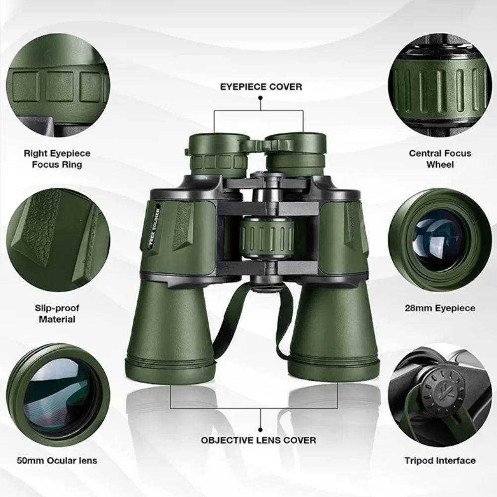 50000M German Military 20X50 Zoom HD BAK4-Prism Powerful Binoculars Long Range Professional Telescope For Outdoor Camping Travel