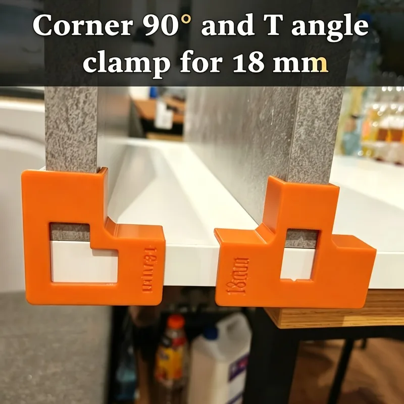 Orange Thickened T Type 90° Corner Bracket,18mm Wood Board Right Angle Connector,Furniture Reinforcement Support for Cabinet DIY