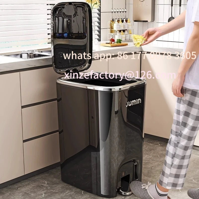 

Customizable Kitchen Trash Can Pedal Trash Can Large Capacity Wastebasket Home Recycle Bin Dump Bins Bathroom Supplies Kitchens