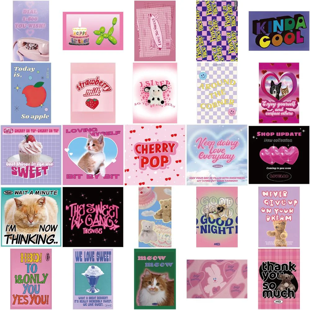 64PCS Retro Pink Girls Waterproof Graffiti Stickers for Helmet Bicycle Hand Account Pencil Case Decals view 4
