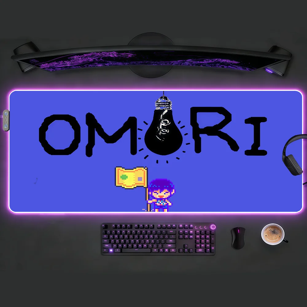 

Game OMORI Mouse Pad RGB LED Light Colorful Game Keyboard Non-slip Cover Desk-mat Surface Waterproof