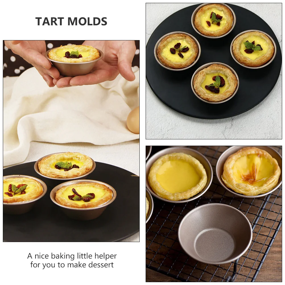 

4Pcs Carbon Steel Baking Molds Nonstick Egg Tart Pudding Cupcake Mini Pie Dessert Making Tools Tart Molds