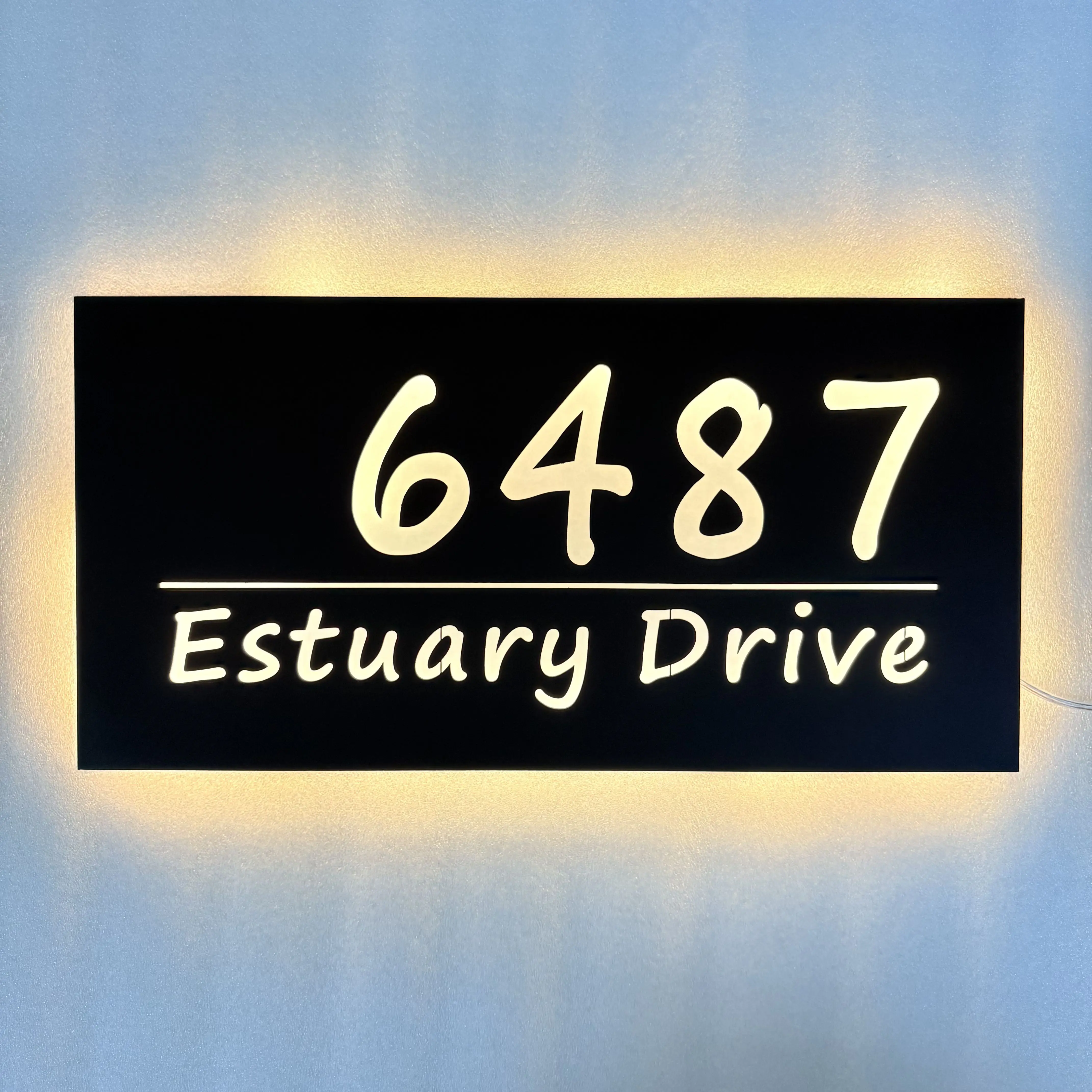 Premium Custom Backlit House Address Sign, Modern Illuminated Numbers Plaque with Matte Metal Coating,Exterior Address Plaque