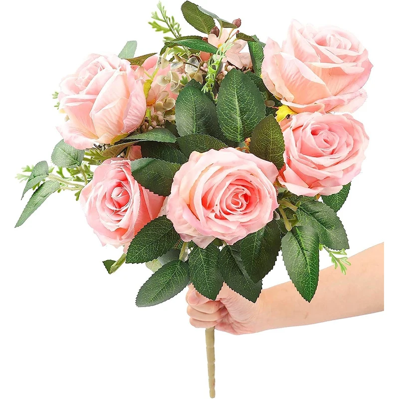 10/20 Stück grüne künstliche Blätter Rosenblätter Dekor für Heimdekoration Garten Hochzeit Braut Dekoration DIY Handwerk Girlande Zubehör – Detail 9