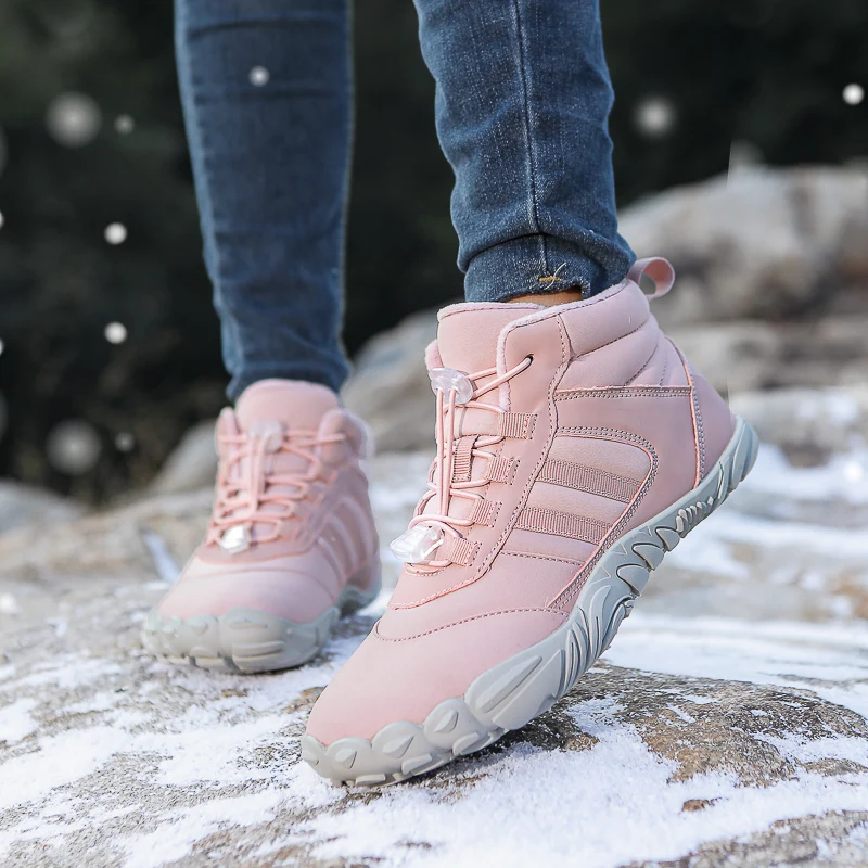 Womens Mens Waterproof Winter Barefoot Shoes Snow Boots Cotton Warm Fur Lined Unisex Walking Hiking Outdoor Shoes