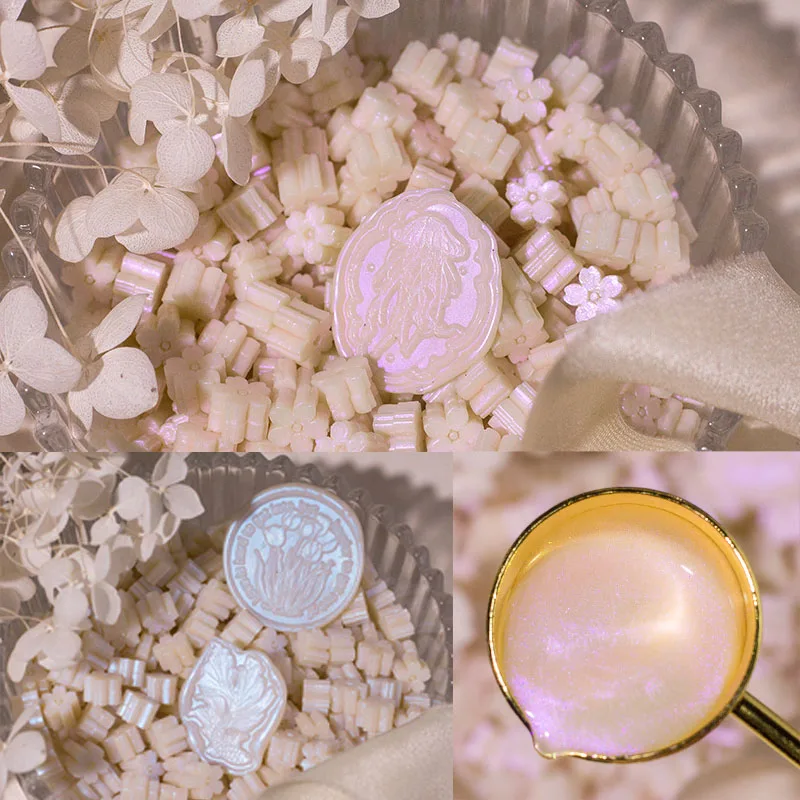 Polarized Pearlescent Sakura Fire Lacquer Wax Granules Packed High-Value Handmade DIY Wedding Invitation Decorative Seal Wax