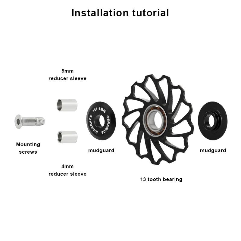 11T 13T Bike Ceramic Pulley Rear Derailleur Aluminum Alloy Bicycle Rear Derailleur Pulley Roller Idler Bearing Jockey Wheel Part