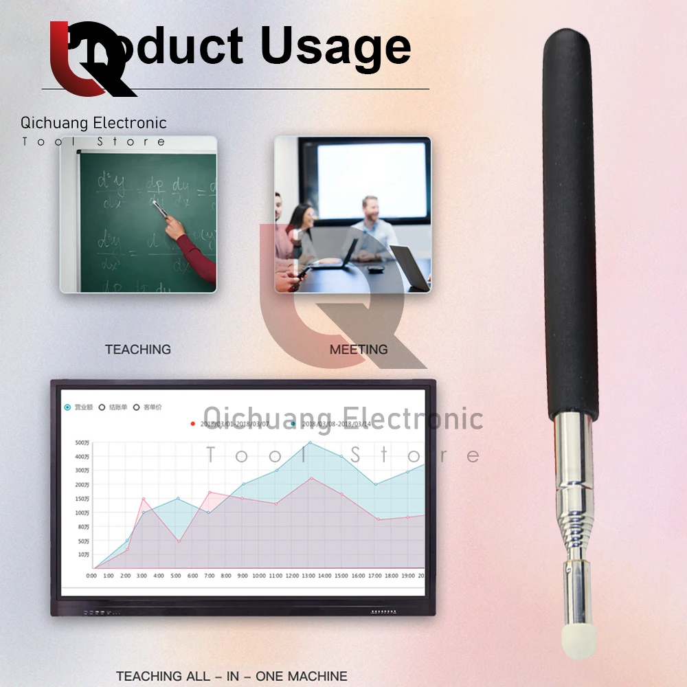 전문 화이트 보드 펜 하이 퀄리티 펠트 헤드, 스테인레스 스틸 텔레스코픽 교사 포인터, 컬러 터치 포인터 펜, 1 계량기