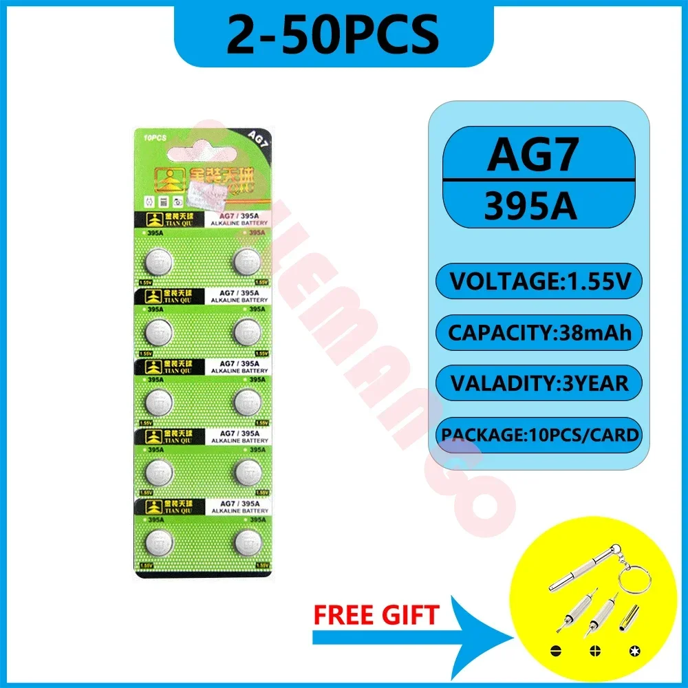 Ag7 Sr927sw 395 Knoop Cel Batterij Lr927 Lr57 Sr 927W 399 395a Alkaline Batterijen Voor Horloges Speelgoed Afstandsbediening Led Verlichting