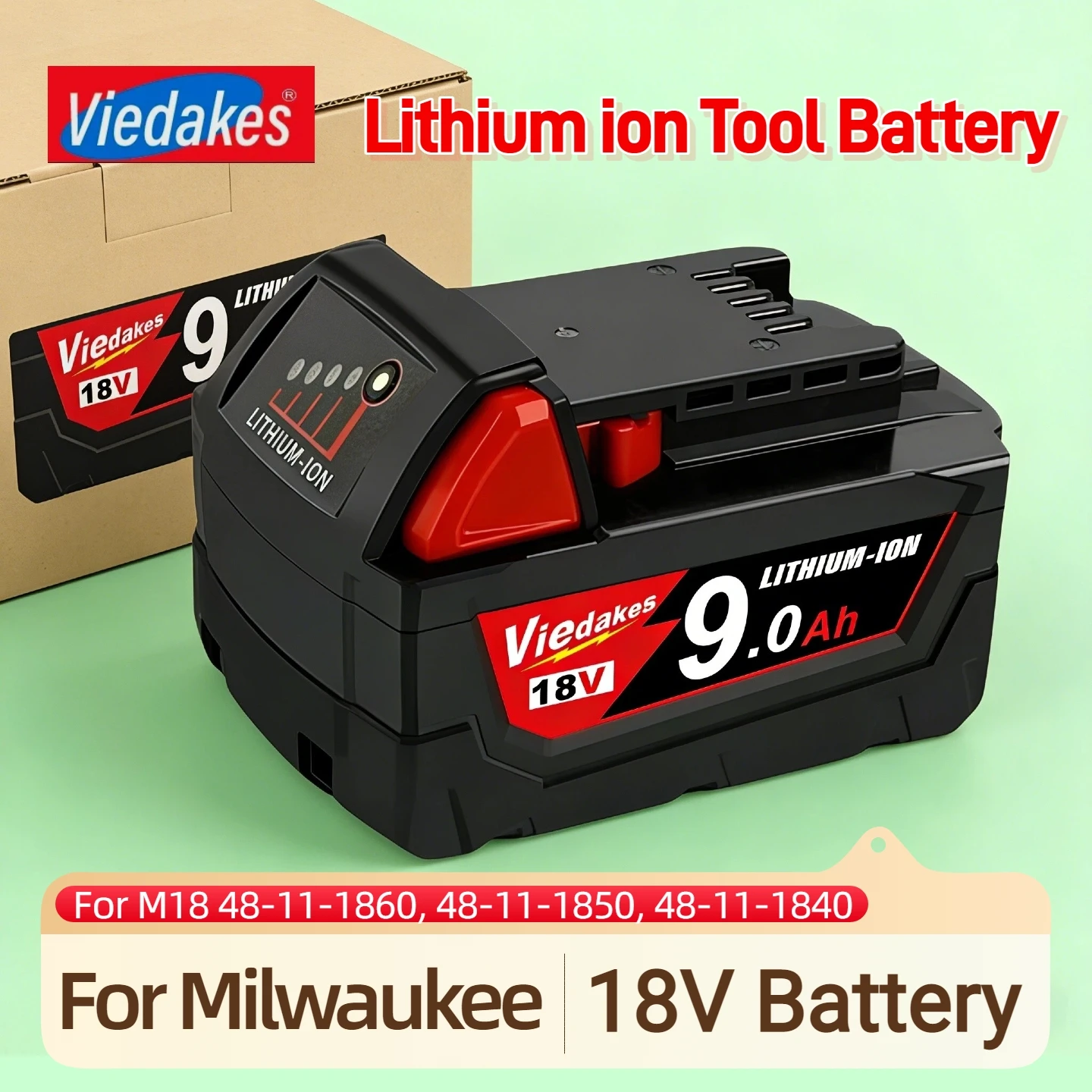 

18V 6000mAh For Milwaukee M18 Battery Li-Ion Replacement Battery For Milwaukee 18V M18 48-11-2830 0730-20 Tool battery