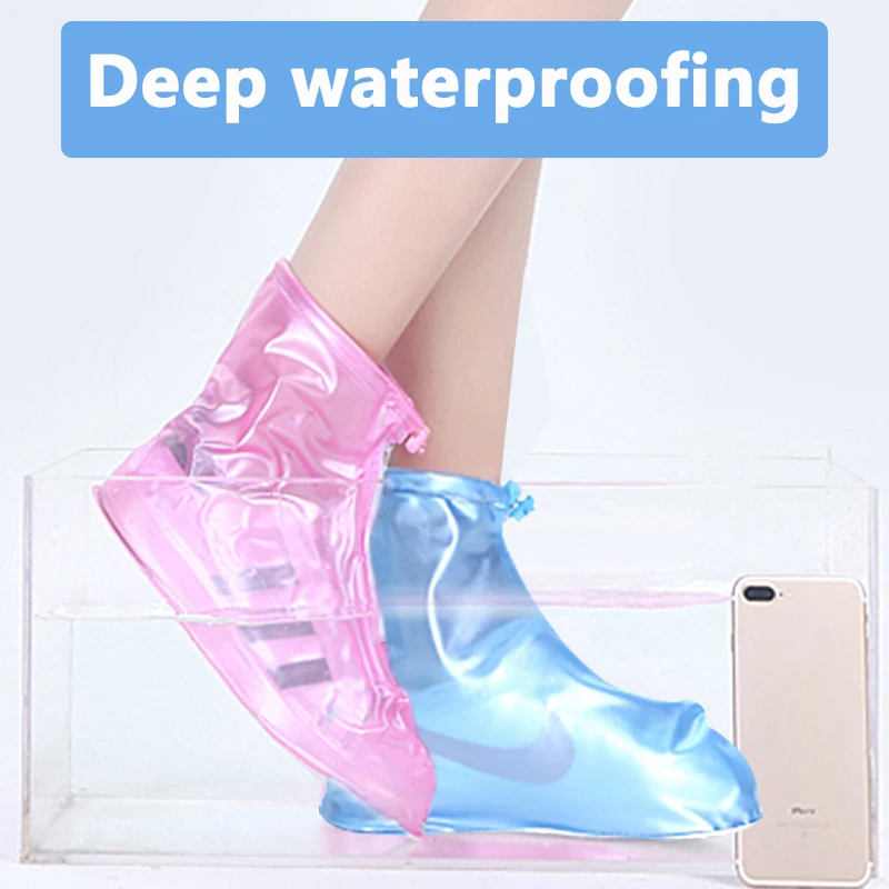 Funda impermeable de silicona para zapatos para hombre y mujer, cubierta gruesa para Botas de lluvia deportivas con capa, Material antideslizante, resistente al desgaste
