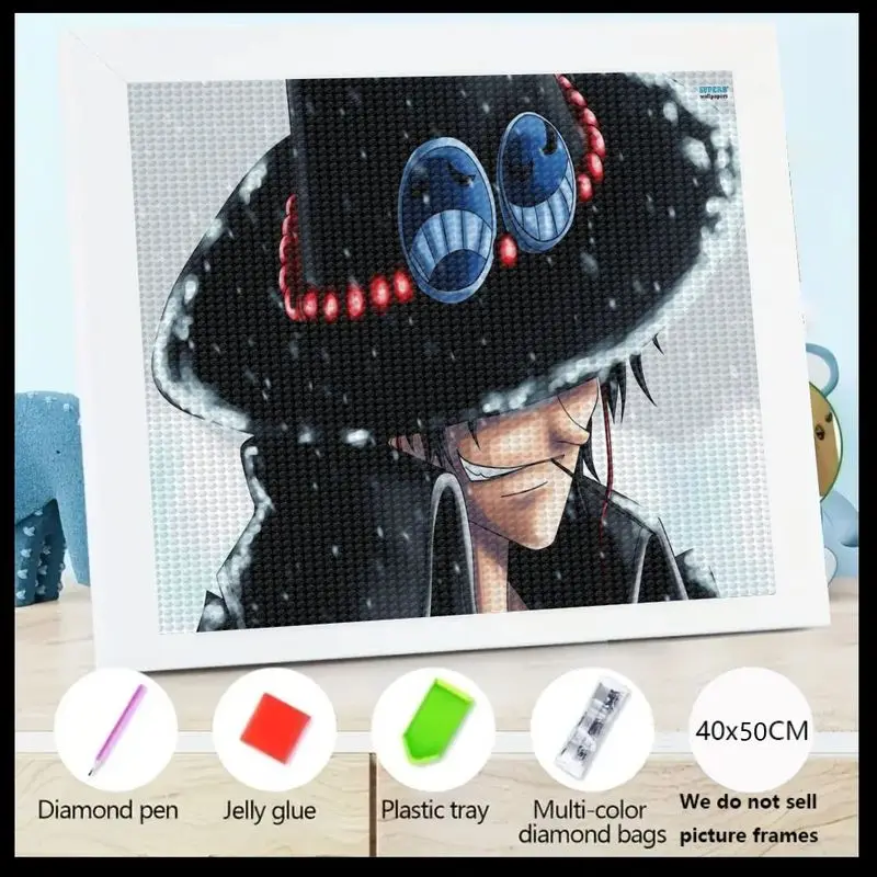 

Here is a detailed product title for the diamond painting:1PC 5D DIY Square Full Drill Diamond Painting Kit, Anime One Piece Por