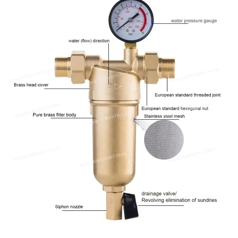 

All-copper pre-filter household tap water pipe filter copper material backwash large flow water purifier