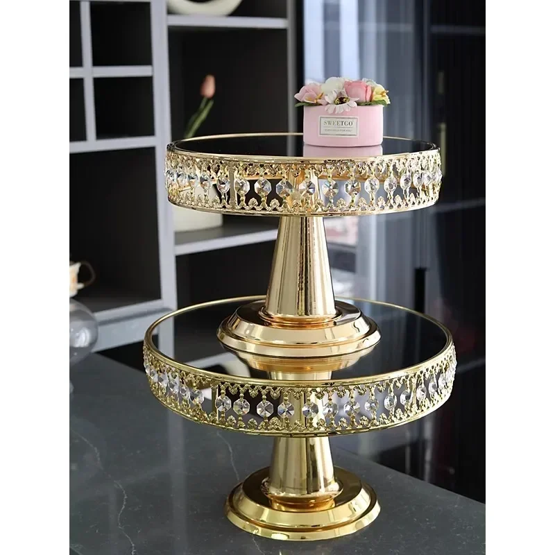 

Gold Crystal Mirror Dessert Table Wedding Cake Plate
