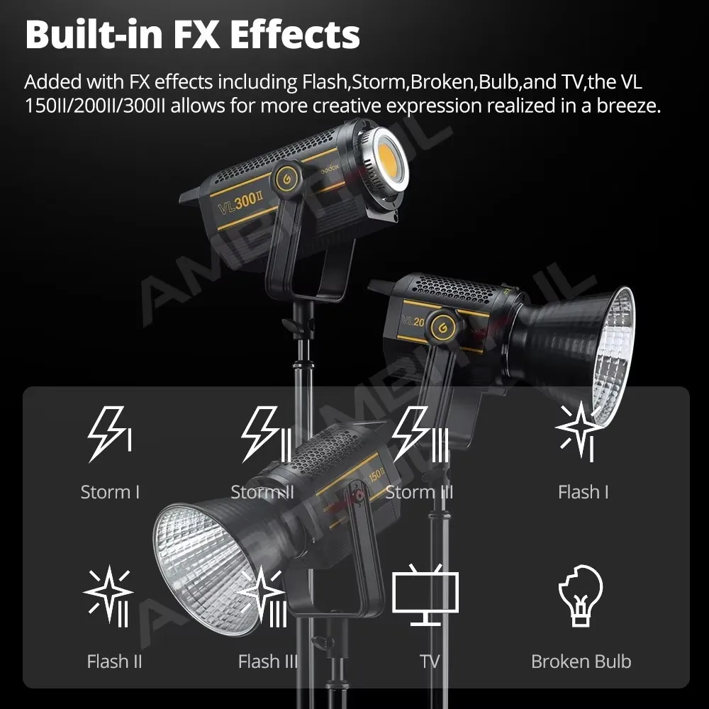 Godox VL200 VL-200 200W 5600K النسخة البيضاء LED الفيديو الضوئي الإخراج المستمر بوينز جبل إضاءة الاستوديو App الدعم