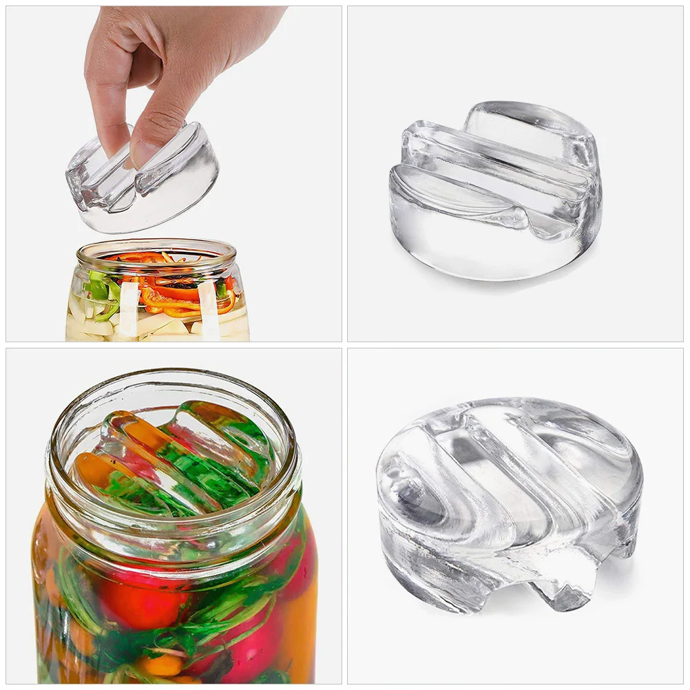 وزن التخمير الزجاجي الثقيل غطاء سهل الإمساك لجرة ميسون كيمتشي تخليل الملفوف أوزان التخمير الزجاجية