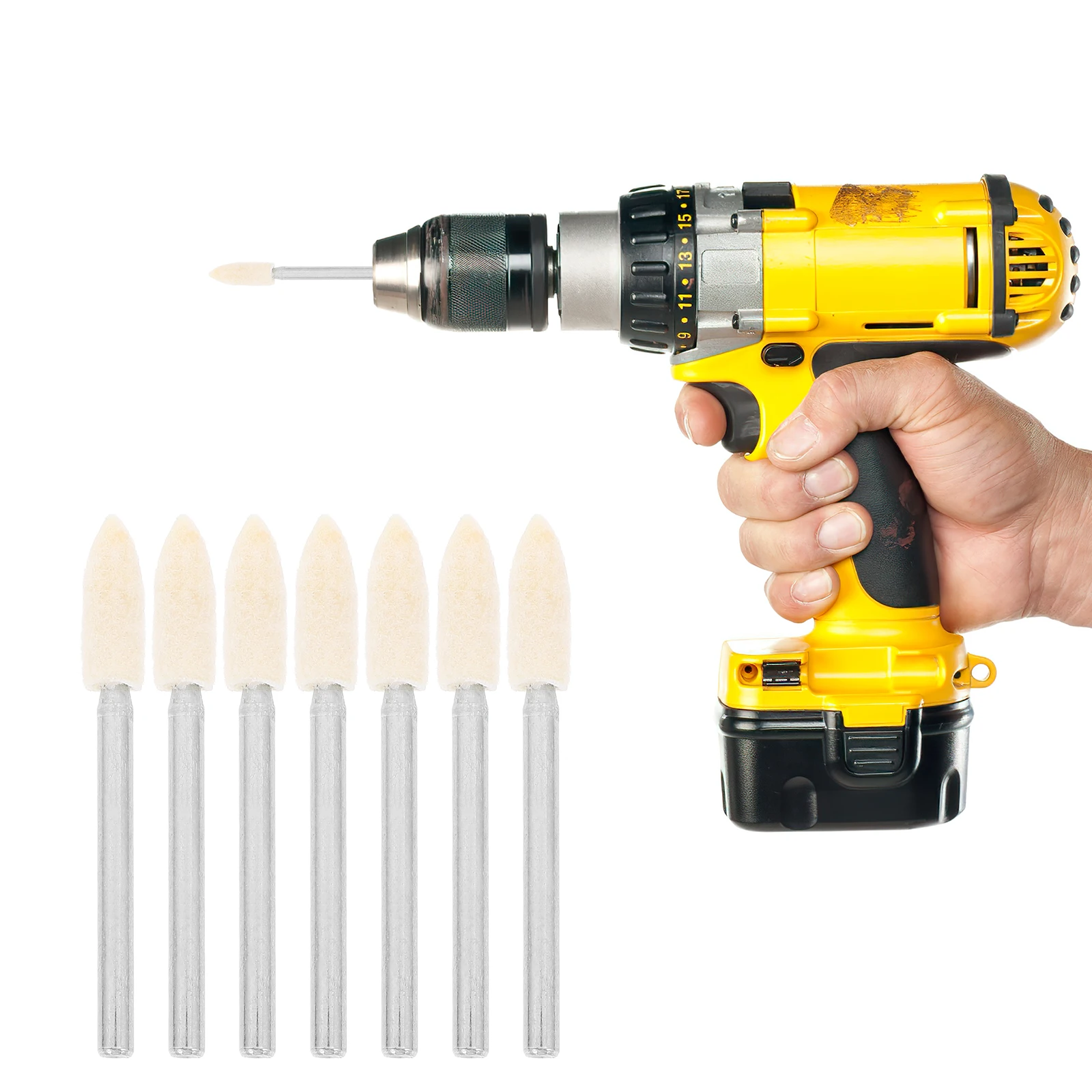 

12 Pcs Jewelry Polished Drill Grinder Polishing Wheel Buffing for Tool Felt Bench White Bits Wheels Kit
