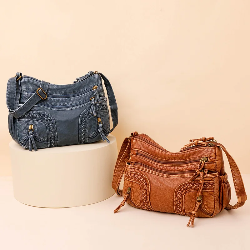 innovative And Photographer Woman Handbag Sac Main Pour Les Femmes High-grade washed leather waterproof soft leather bag