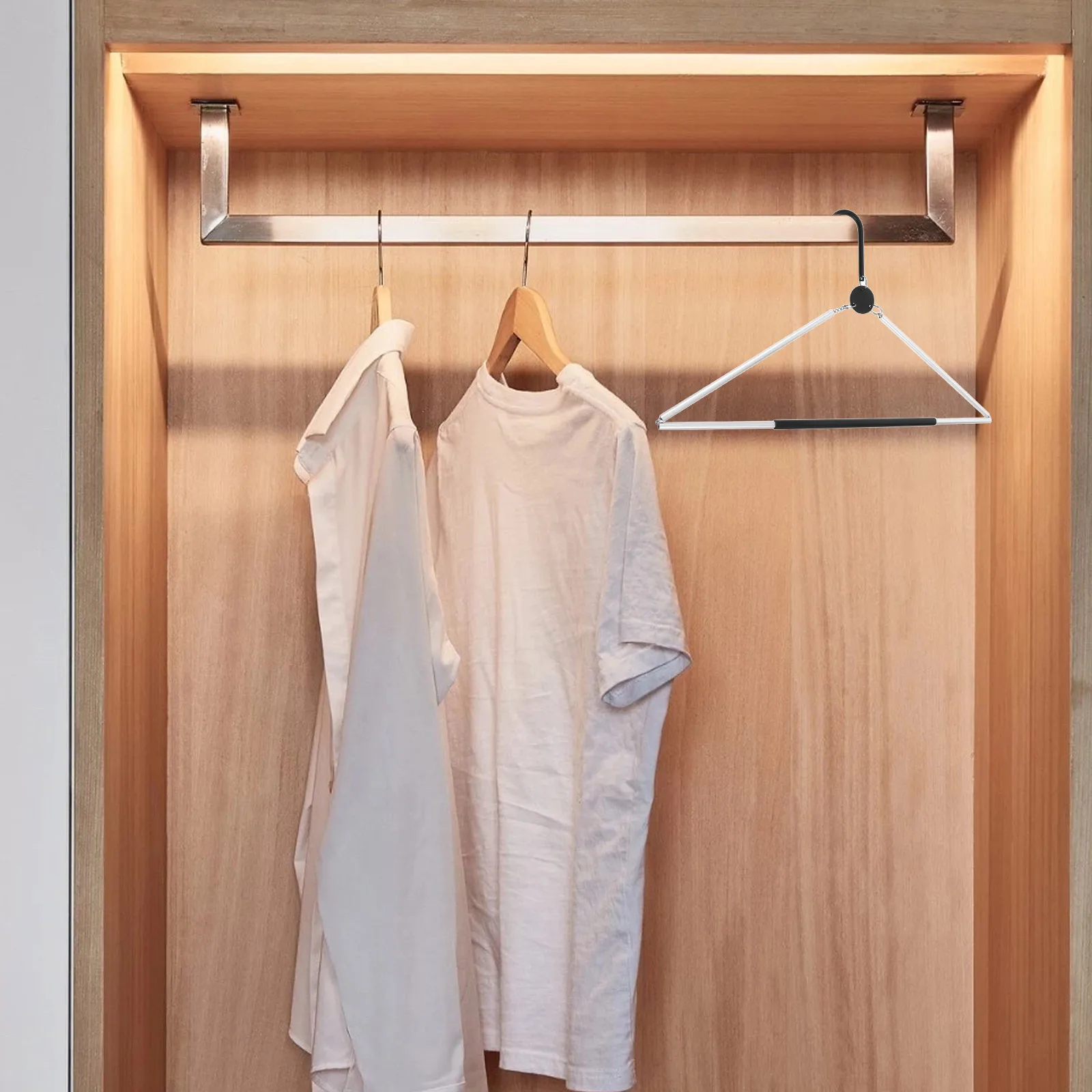 

Folding Hanger Clothes Rack Lightweight Portable Travel Collapsible Aluminum Wire Closet Space Saver Non Slip Design
