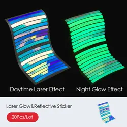 20Pcs/Set Rainbow Reflective Sticker for Bike Wheels Laser Night Glow Sticker for Car Motocycle Night Safety Warning Stickers