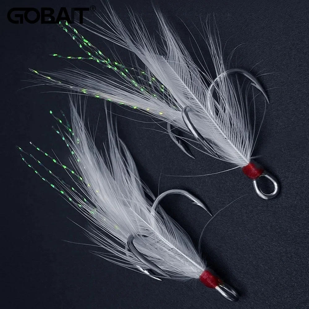 Anzuelos triples de plumas – Acero al carbono con púas para pesca - imagen 3