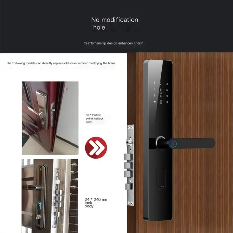 A76I-TT Lock Smart Fingerprint Door Lock Electric Lock With Mirror APP Remote Control Access Methods RFID Card Key