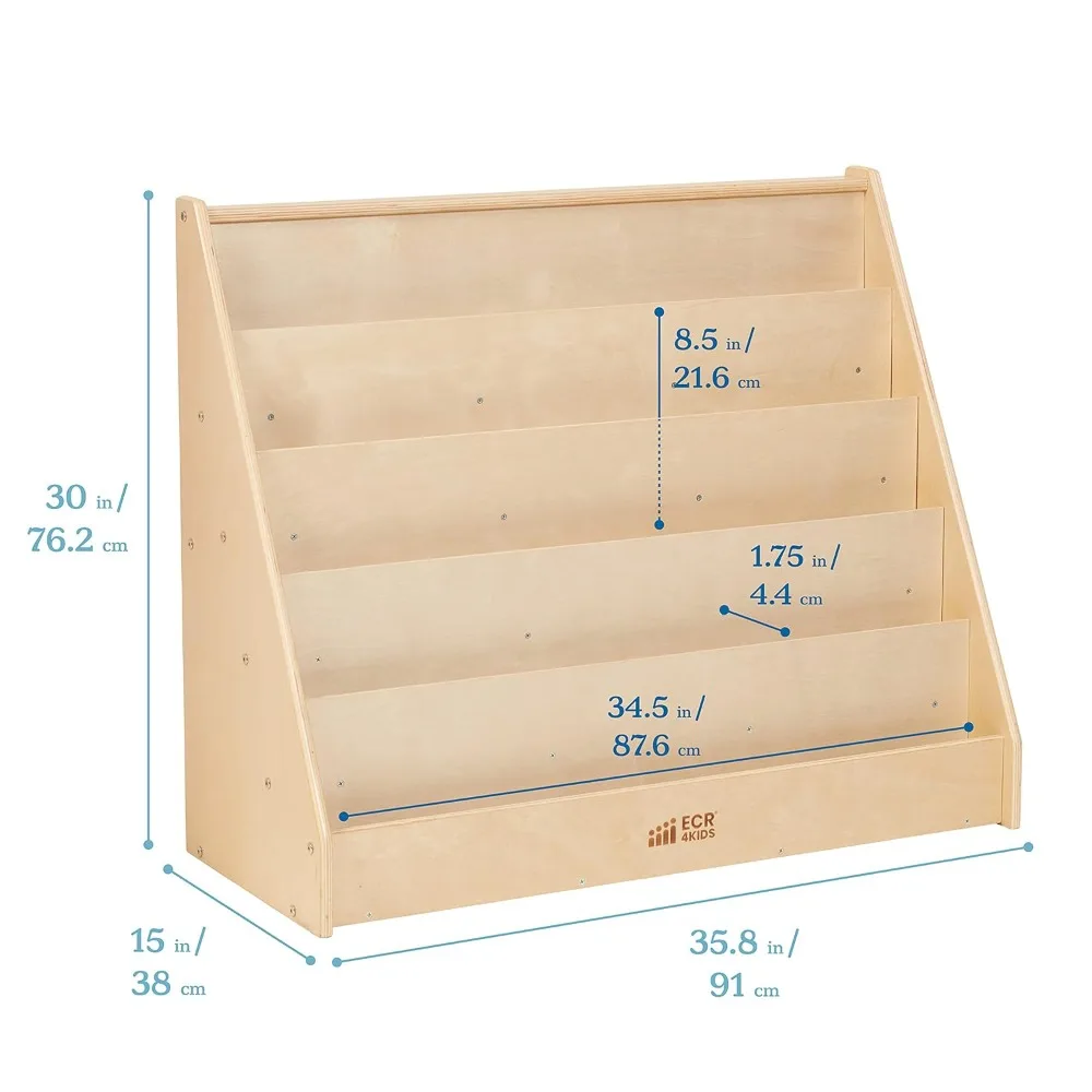 ECR4Kids Single-Sided Book Display, Classroom Bookshelf, Natural