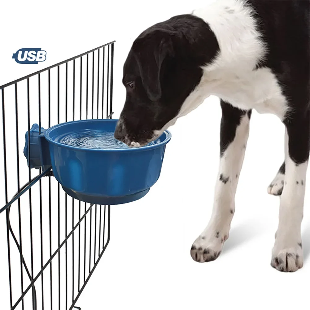 Heating Feeding Water Bowl for Dogs and Cats, Pet Cage Hanging Bowl, Heated Drinking Water Feeder, Rabbits and Chickens, Winter