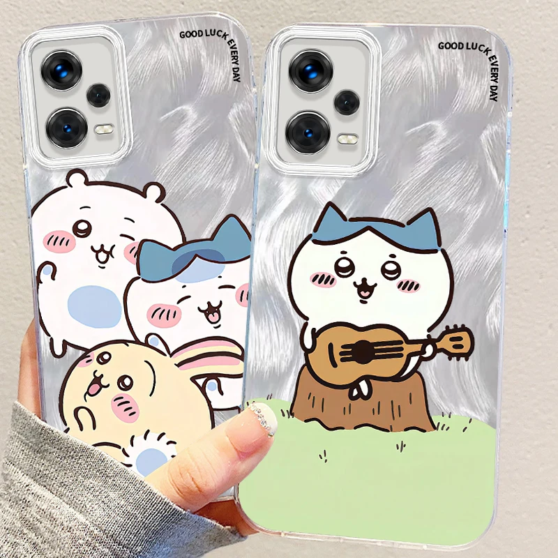 

Cartoon C-Chiikawas U-Usagis For Xiaomi Redmi Note 13 12 11 11S 10 10S 9 9S 8 Pro Plus Max 5G Feather Yarn Back Phone Case