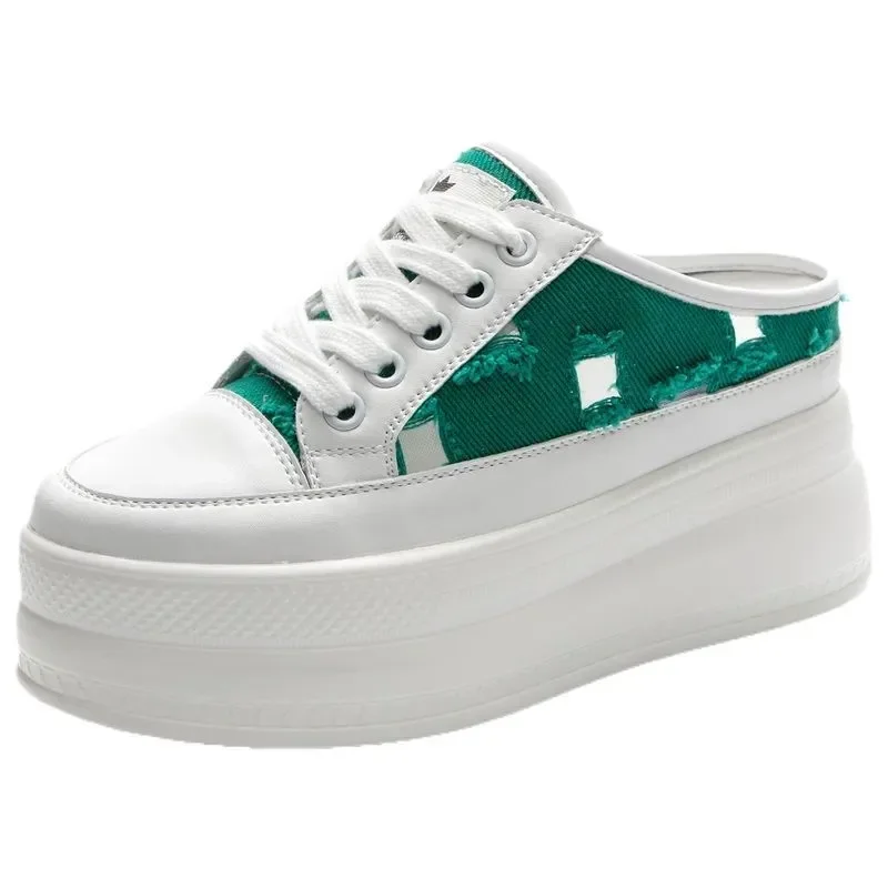 

Холщовая обувь 8 см, тапочки, кроссовки на танкетке, шлепанцы, туфли-лодочки для женщин, модная летняя обувь, сандалии zapatillas de mujer